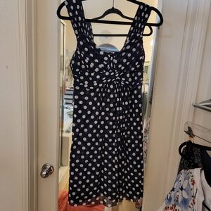 INC International Concepts Navy Polka Dot Midi Dress
